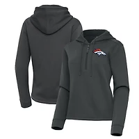 Women's Antigua  Pewter Denver Broncos Contemporary Quarter-Zip Hoodie