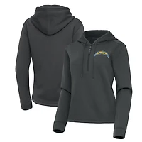 Women's Antigua  Pewter Los Angeles Chargers Contemporary Quarter-Zip Hoodie