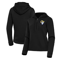 Women's Antigua  Black Los Angeles Rams Contemporary Quarter-Zip Hoodie