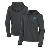 Women's Antigua  Pewter Detroit Lions Contemporary Quarter-Zip Hoodie