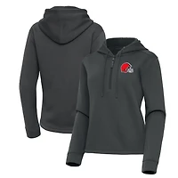 Women's Antigua Pewter Cleveland Browns Contemporary Quarter-Zip Hoodie