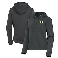 Women's Antigua  Pewter Green Bay Packers Contemporary Quarter-Zip Hoodie