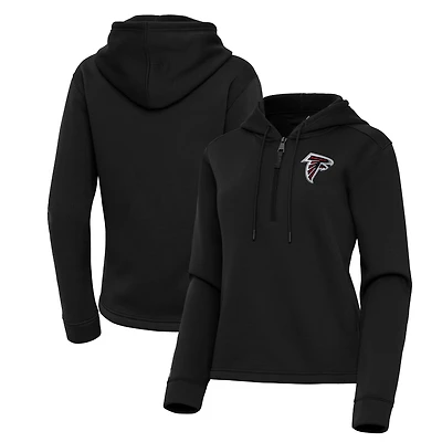 Women's Antigua  Black Atlanta Falcons Contemporary Quarter-Zip Hoodie
