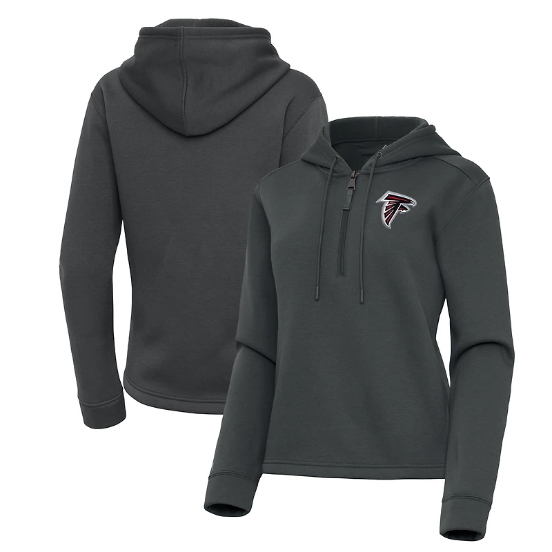 Women's Antigua Pewter Atlanta Falcons Contemporary Quarter-Zip Hoodie