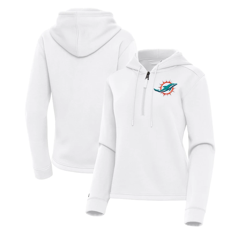 Women's Antigua Miami Dolphins Contemporary Quarter-Zip Hoodie