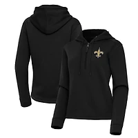 Women's Antigua  Black New Orleans Saints Contemporary Quarter-Zip Hoodie