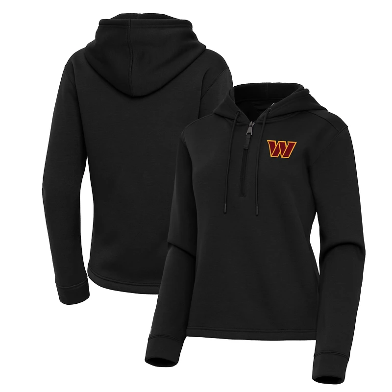 Women's Antigua  Black Washington Commanders Contemporary Quarter-Zip Hoodie