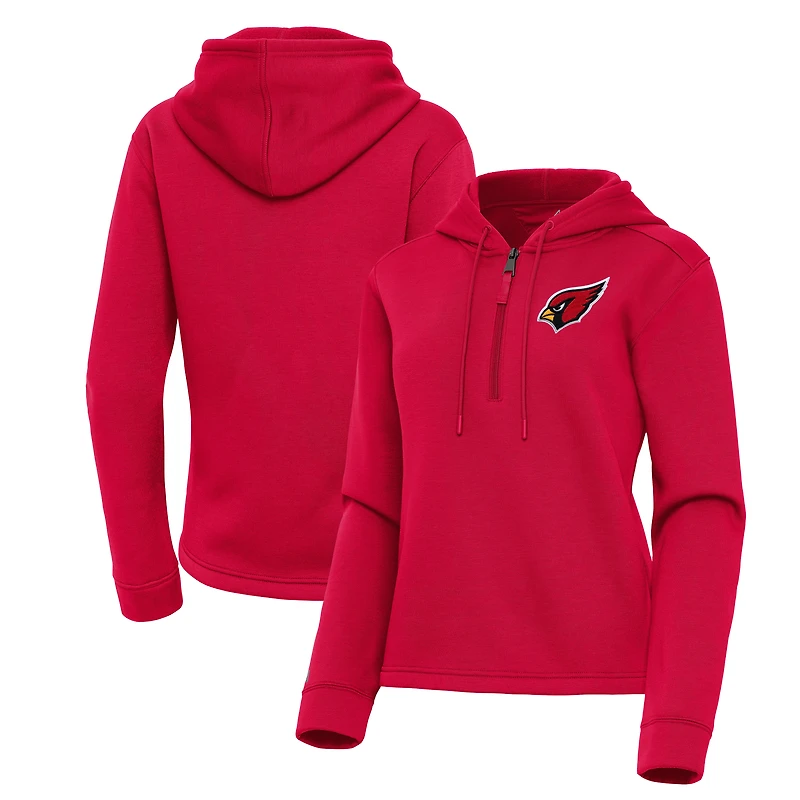 Women's Antigua  Red Arizona Cardinals Contemporary Quarter-Zip Hoodie