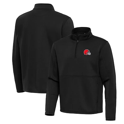 Men's Antigua Black Cleveland Browns Twist Quarter-Zip Pullover Jacket
