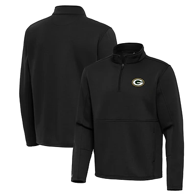 Men's Antigua Black Green Bay Packers Twist Quarter-Zip Pullover Jacket