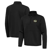 Men's Antigua Black Green Bay Packers Twist Quarter-Zip Pullover Jacket