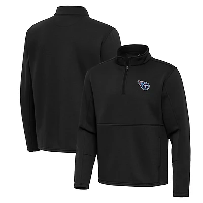 Men's Antigua Black Tennessee Titans Twist Quarter-Zip Pullover Jacket