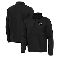 Men's Antigua Black Tennessee Titans Twist Quarter-Zip Pullover Jacket