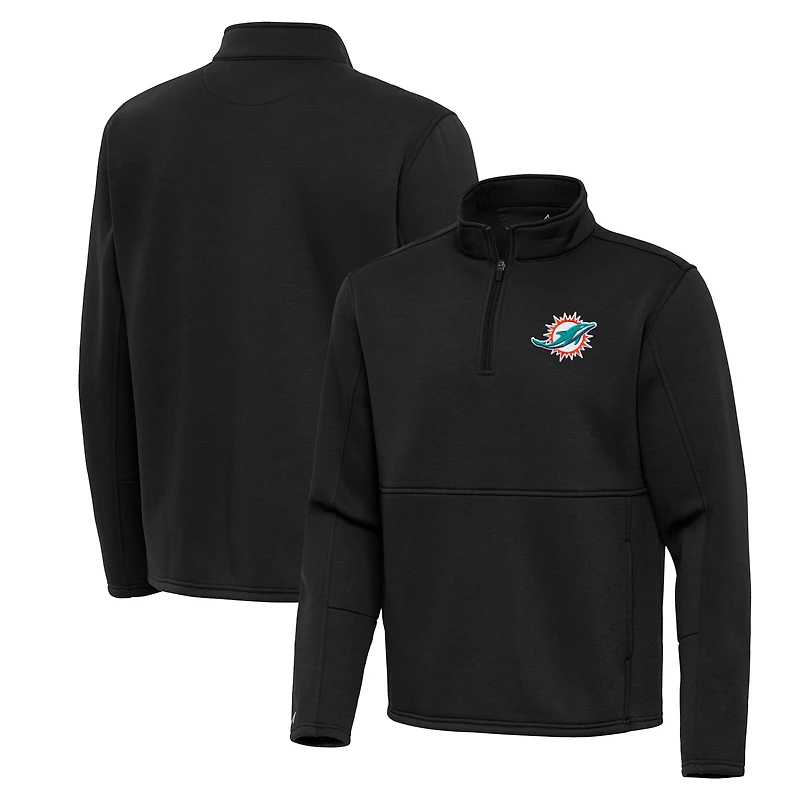 Men's Antigua Black Miami Dolphins Twist Quarter-Zip Pullover Jacket