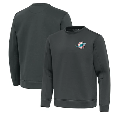 Men's Antigua Pewter Miami Dolphins Relevant Lightweight Pullover Sweatshirt
