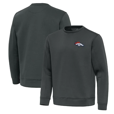 Men's Antigua Pewter Denver Broncos Relevant Lightweight Pullover Sweatshirt