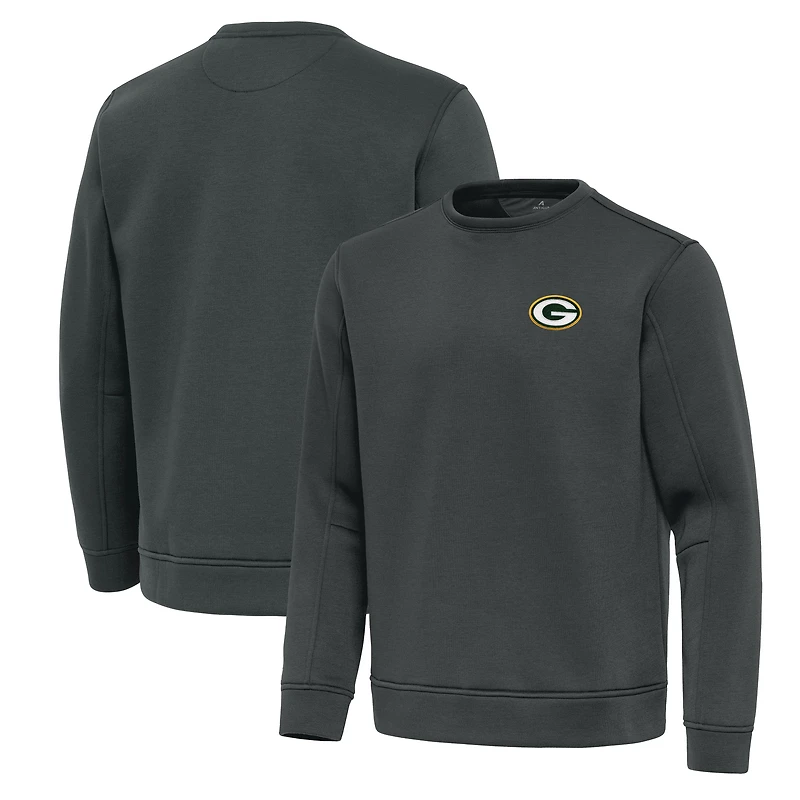 Men's Antigua Pewter Green Bay Packers Relevant Lightweight Pullover Sweatshirt