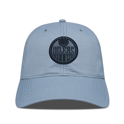 Men's Levelwear Gray Edmonton Oilers Matrix Nightfall Blackout Patch Unstructured Adjustable Hat