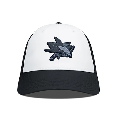 Men's Levelwear Black/White San Jose Sharks Endure Nightfall Blackout Patch Unstructured Flex Hat