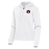 Women's Antigua  White Auburn Tigers Contemporary Quarter-Zip Hoodie