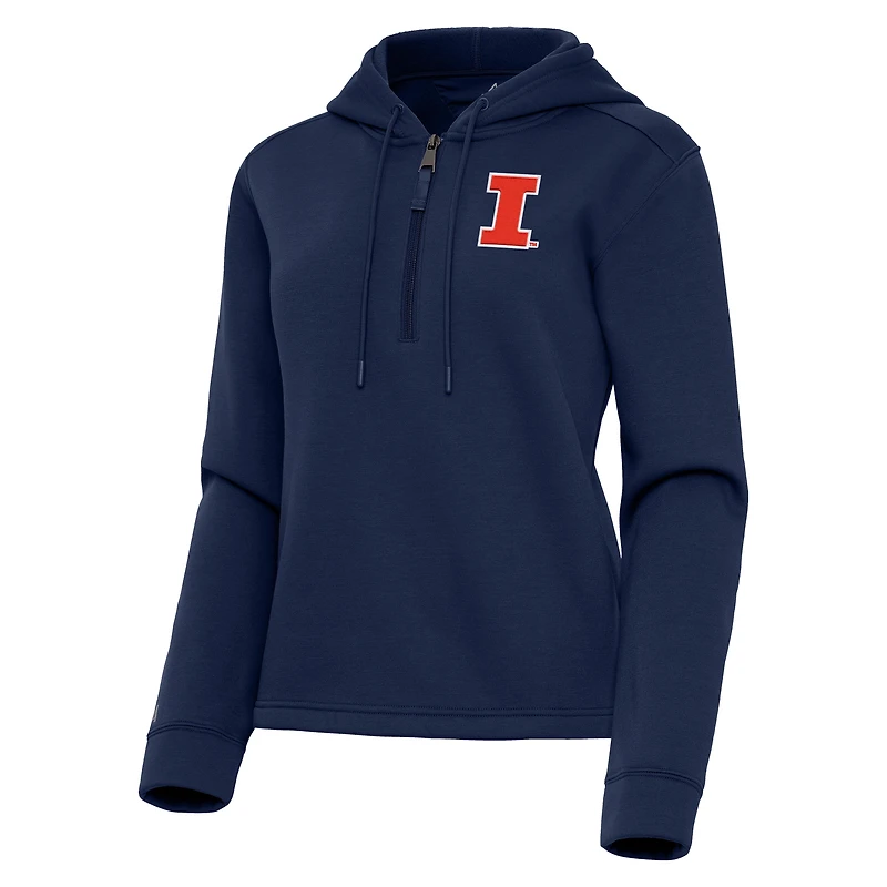 Women's Antigua  Navy Illinois Fighting Illini Contemporary Quarter-Zip Hoodie