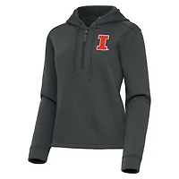 Women's Antigua  Pewter Illinois Fighting Illini Contemporary Quarter-Zip Hoodie