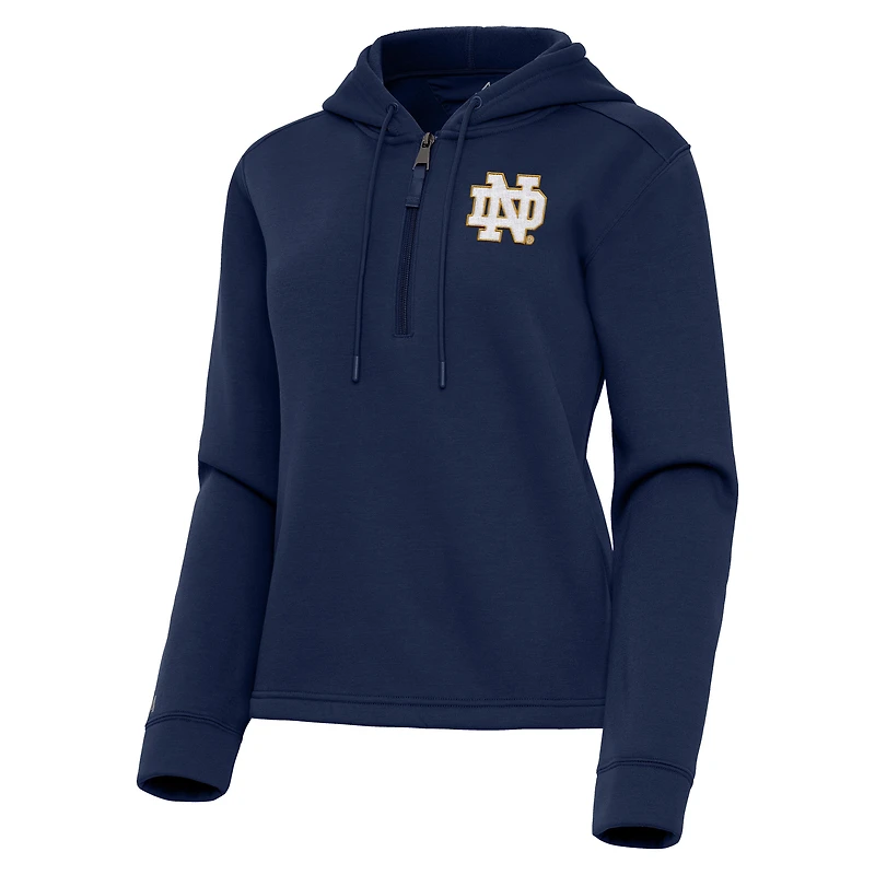 Women's Antigua Navy Notre Dame Fighting Irish Contemporary Quarter-Zip Hoodie