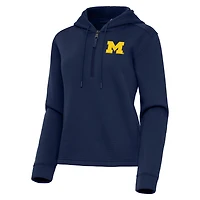 Women's Antigua  Navy Michigan Wolverines Contemporary Quarter-Zip Hoodie