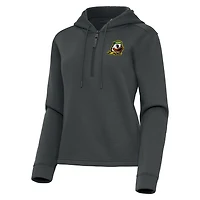 Women's Antigua  Pewter Oregon Ducks Contemporary Quarter-Zip Hoodie