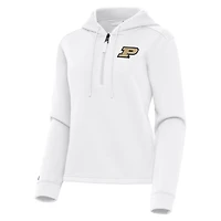 Women's Antigua  White Purdue Boilermakers Contemporary Quarter-Zip Hoodie