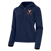 Women's Antigua  Navy Virginia Cavaliers Contemporary Quarter-Zip Hoodie