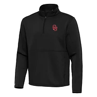 Men's Antigua Black Oklahoma Sooners Twist Quarter-Zip Pullover Jacket