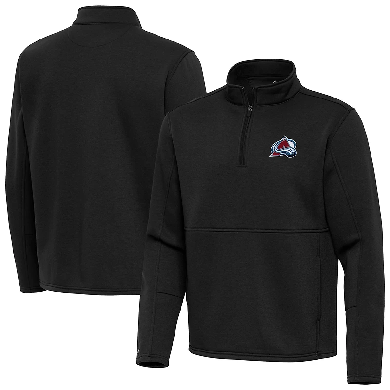 Men's Antigua Black Colorado Avalanche Twist Quarter-Zip Pullover Jacket