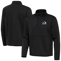 Men's Antigua Black Colorado Avalanche Twist Quarter-Zip Pullover Jacket