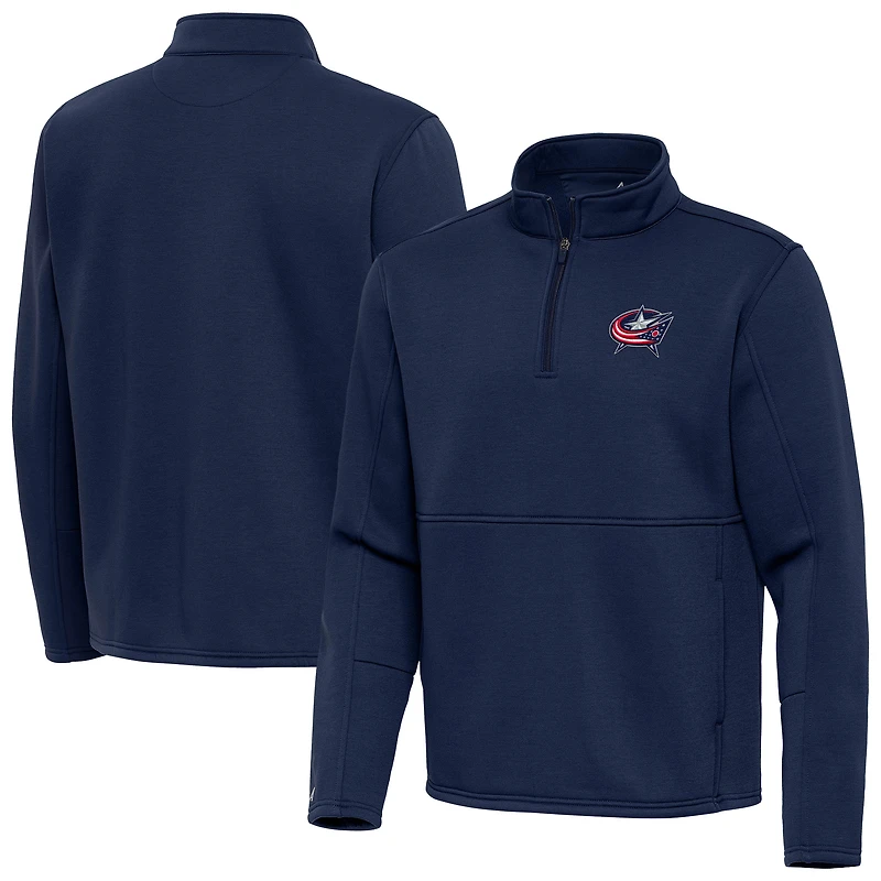 Men's Antigua Navy Columbus Blue Jackets Twist Quarter-Zip Pullover Jacket