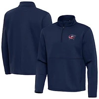 Men's Antigua Navy Columbus Blue Jackets Twist Quarter-Zip Pullover Jacket