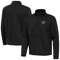 Men's Antigua Black Columbus Blue Jackets Twist Quarter-Zip Pullover Jacket
