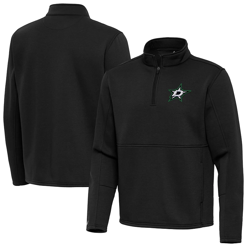 Men's Antigua Black Dallas Stars Twist Quarter-Zip Pullover Jacket