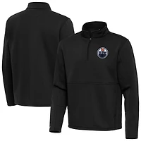 Men's Antigua Black Edmonton Oilers Twist Quarter-Zip Pullover Jacket