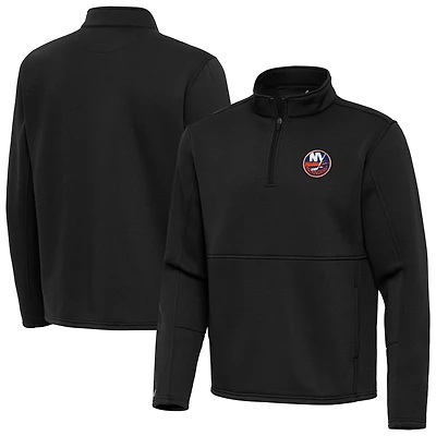 Men's Antigua Black New York Islanders Twist Quarter-Zip Pullover Jacket