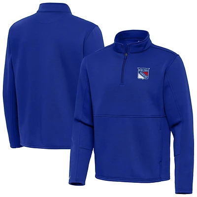 Men's Antigua Blue New York Rangers Twist Quarter-Zip Pullover Jacket