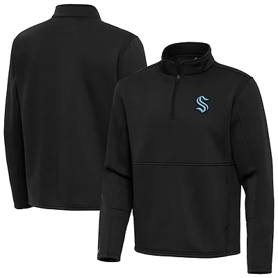 Men's Antigua Black Seattle Kraken Twist Quarter-Zip Pullover Jacket