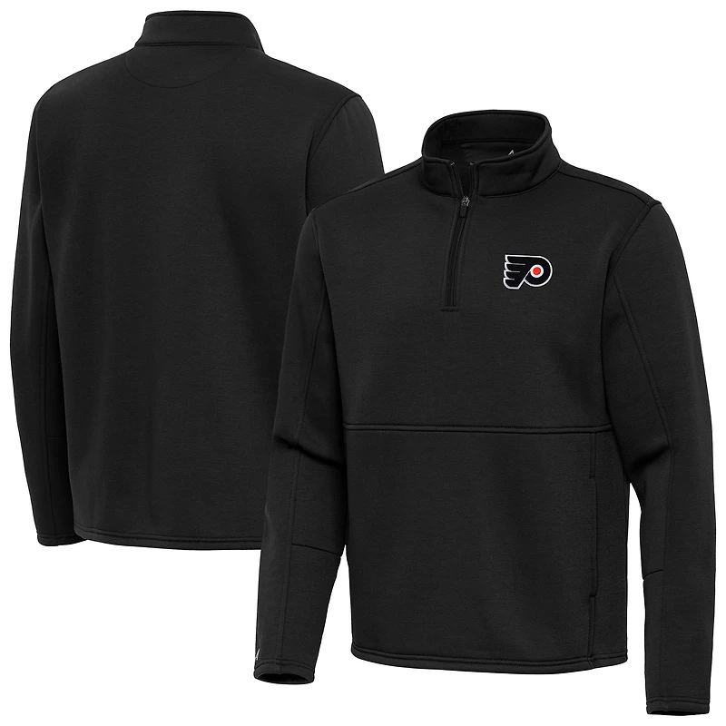 Men's Antigua Black Philadelphia Flyers Twist Quarter-Zip Pullover Jacket