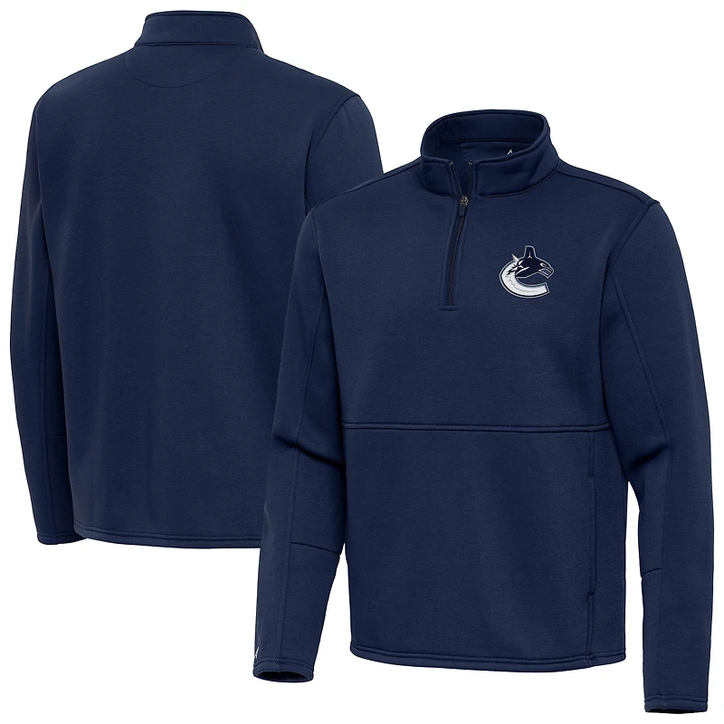 Men's Antigua Blue Vancouver Canucks Twist Quarter-Zip Pullover Jacket