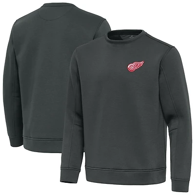 Men's Antigua Pewter Detroit Red Wings Relevant Lightweight Pullover Sweatshirt