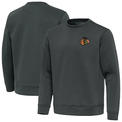 Men's Antigua Pewter Chicago Blackhawks Relevant Lightweight Pullover Sweatshirt