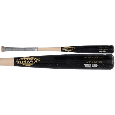 Jack Suwinski Pittsburgh Pirates Game-Used Black/Tan Old Hickory Broken Bat vs. Philadelphia Phillies on April 13, 2024