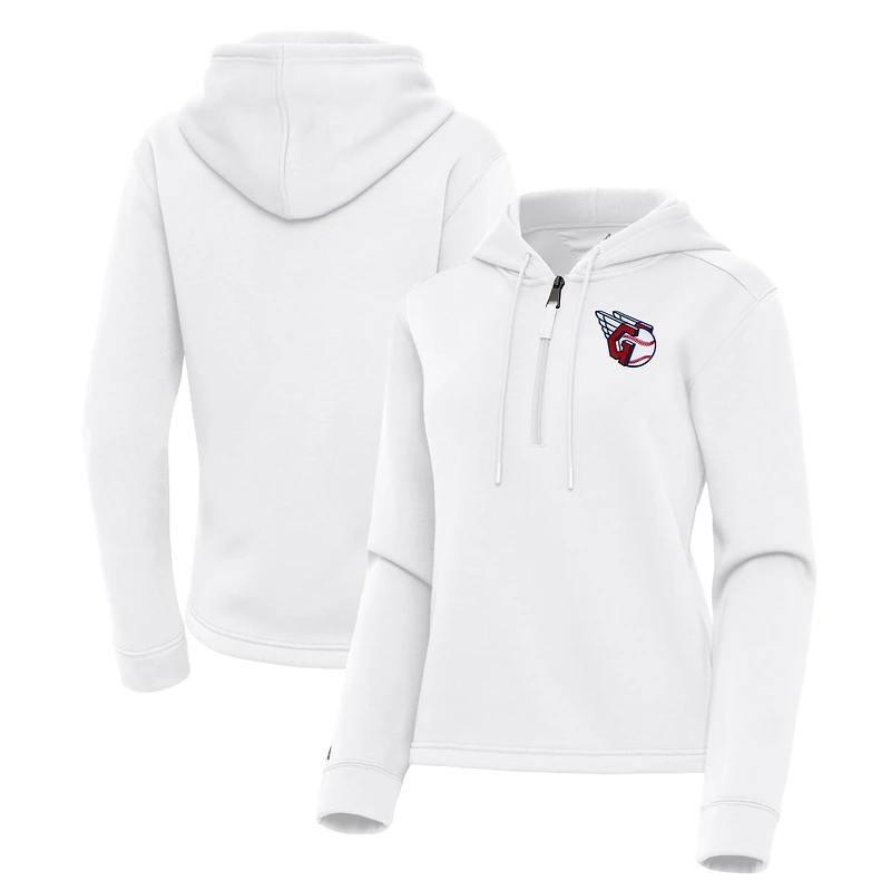 Women's Antigua Cleveland Guardians Contemporary Quarter-Zip Hoodie