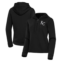 Women's Antigua  Black Kansas City Royals Contemporary Quarter-Zip Hoodie