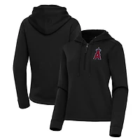 Women's Antigua  Black Los Angeles Angels Contemporary Quarter-Zip Hoodie